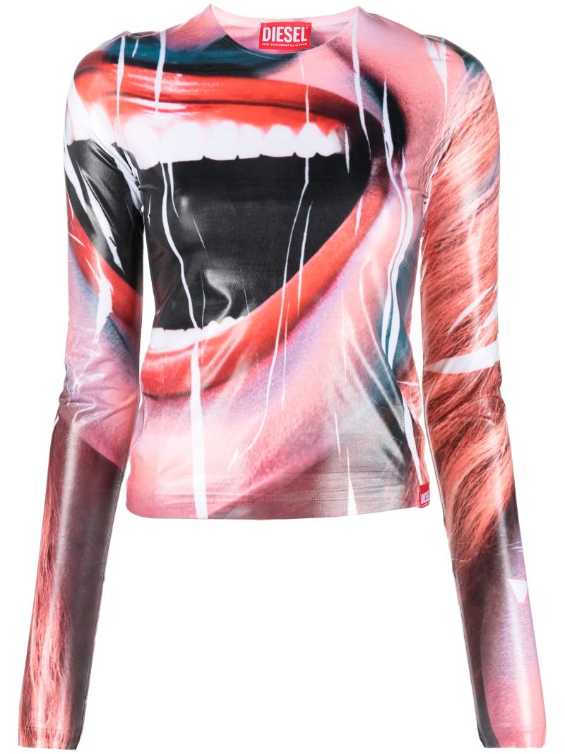 Multicolour Face-print Long-sleeve T-shirt