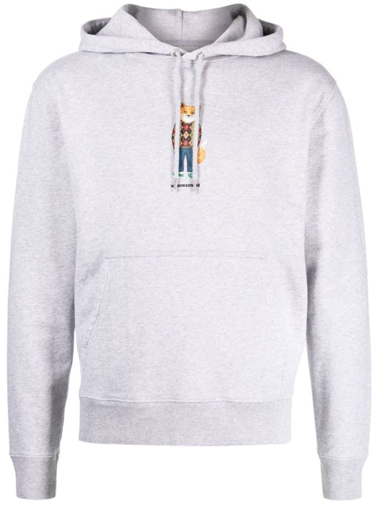 Grey Fox-print Cotton Hoodie