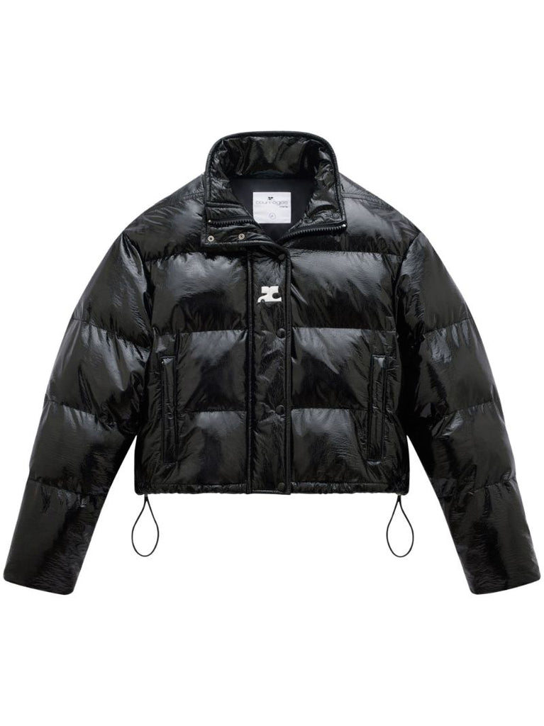 Black Vynil Logo-print Puffer Jacket