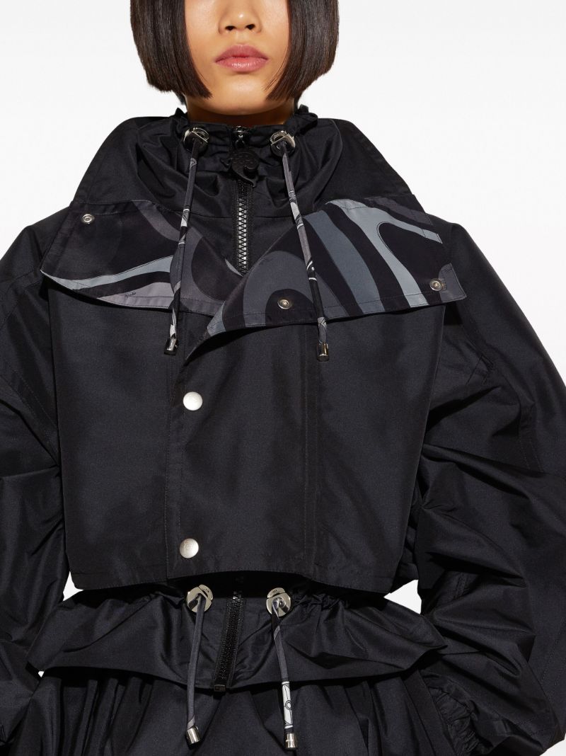 Black Marmo-print Windbreaker Jacket