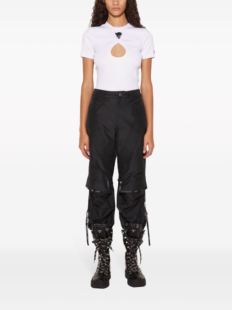 White Cut-out Cotton T-shirt