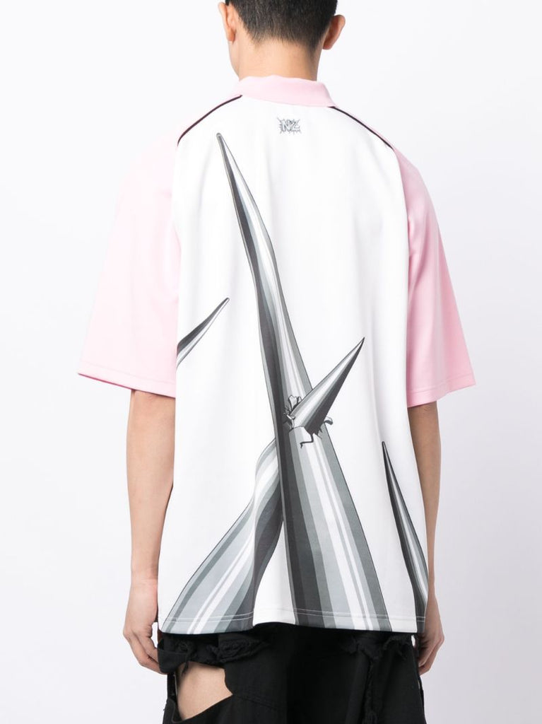 White and Pink Techno for Aliens and Bunnies Polo Shirt