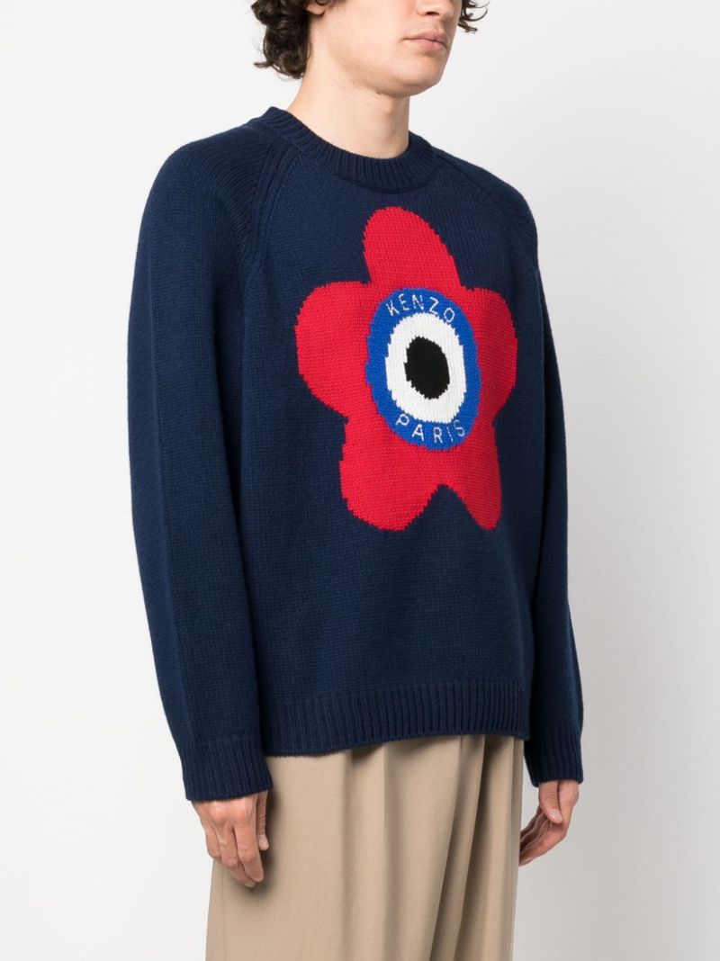 Blue Target Boke Flower Sweater