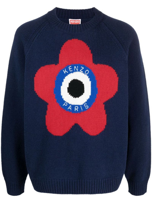Blue Target Boke Flower Sweater