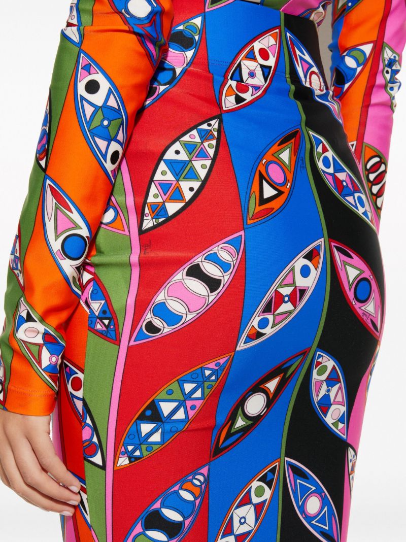 Red Girandole-print Midi Skirt