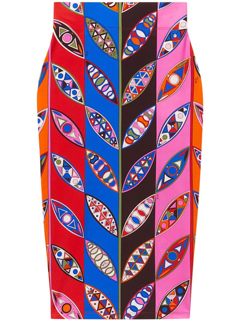 Red Girandole-print Midi Skirt