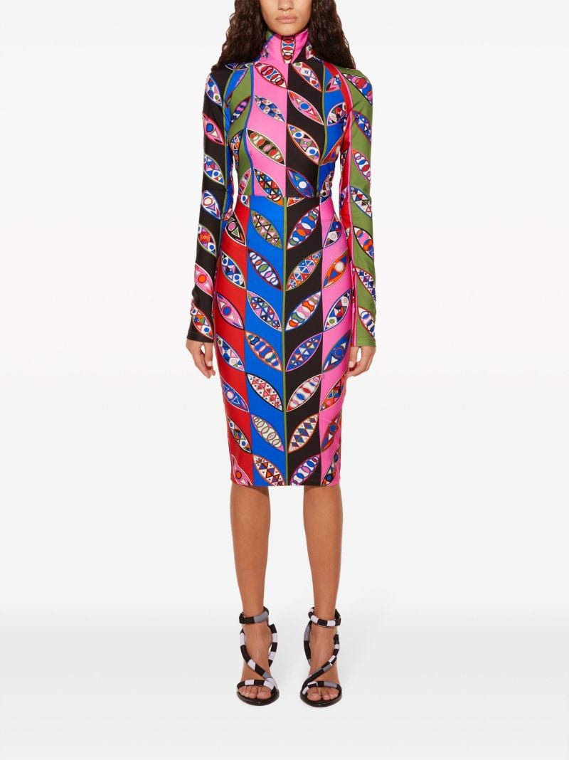 Red Girandole-print Midi Skirt