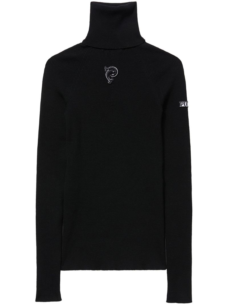 Black Logo-appliquÃ_x0083_Â© Wool Sweater
