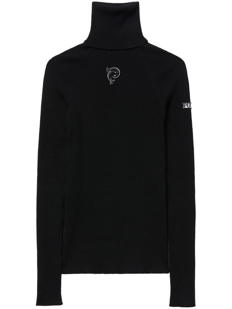 Black Logo-appliquÃ_x0083_Â© Wool Sweater
