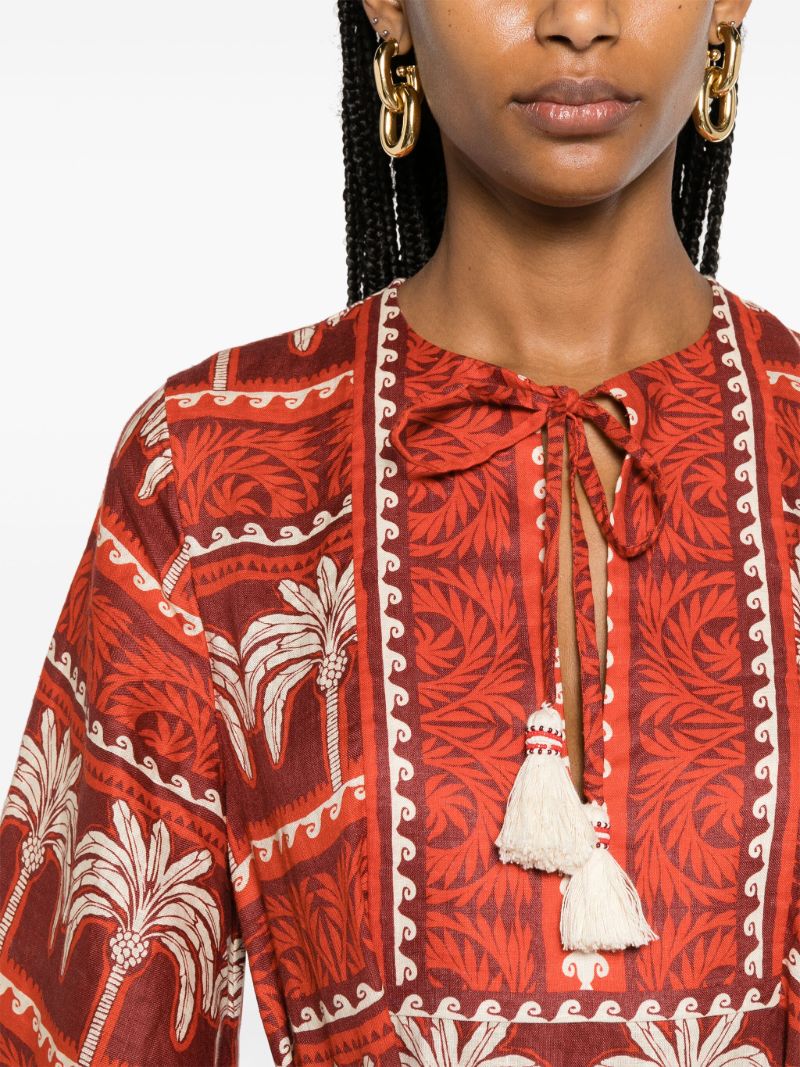 Red Wild Savannah Linen Dress