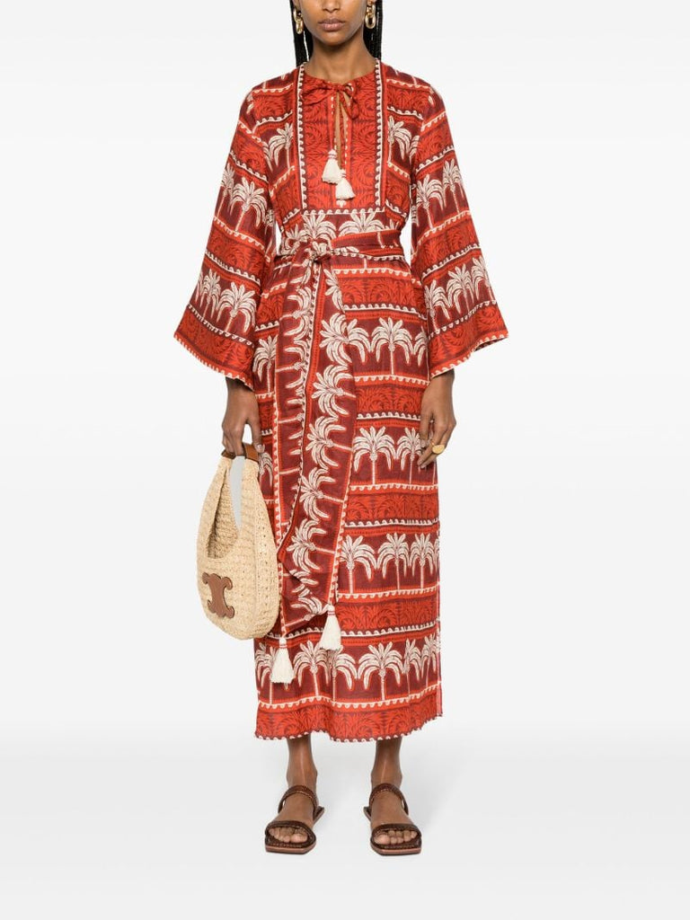 Red Wild Savannah Linen Dress