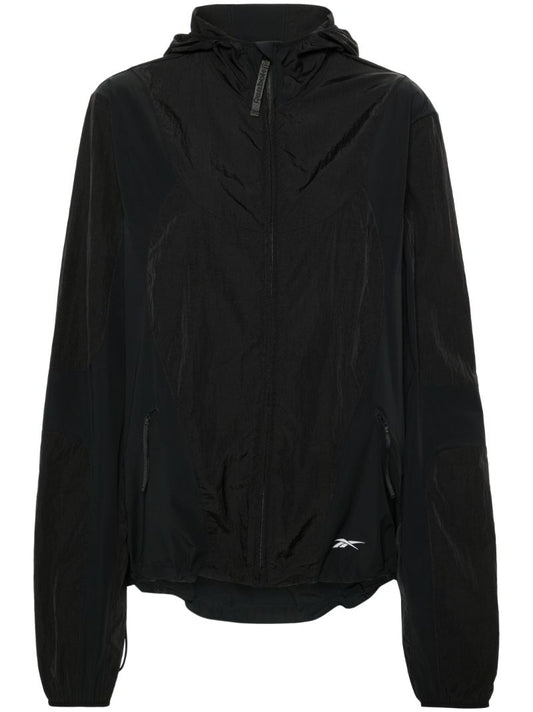 Black Logo-print Hooded Track Jackets