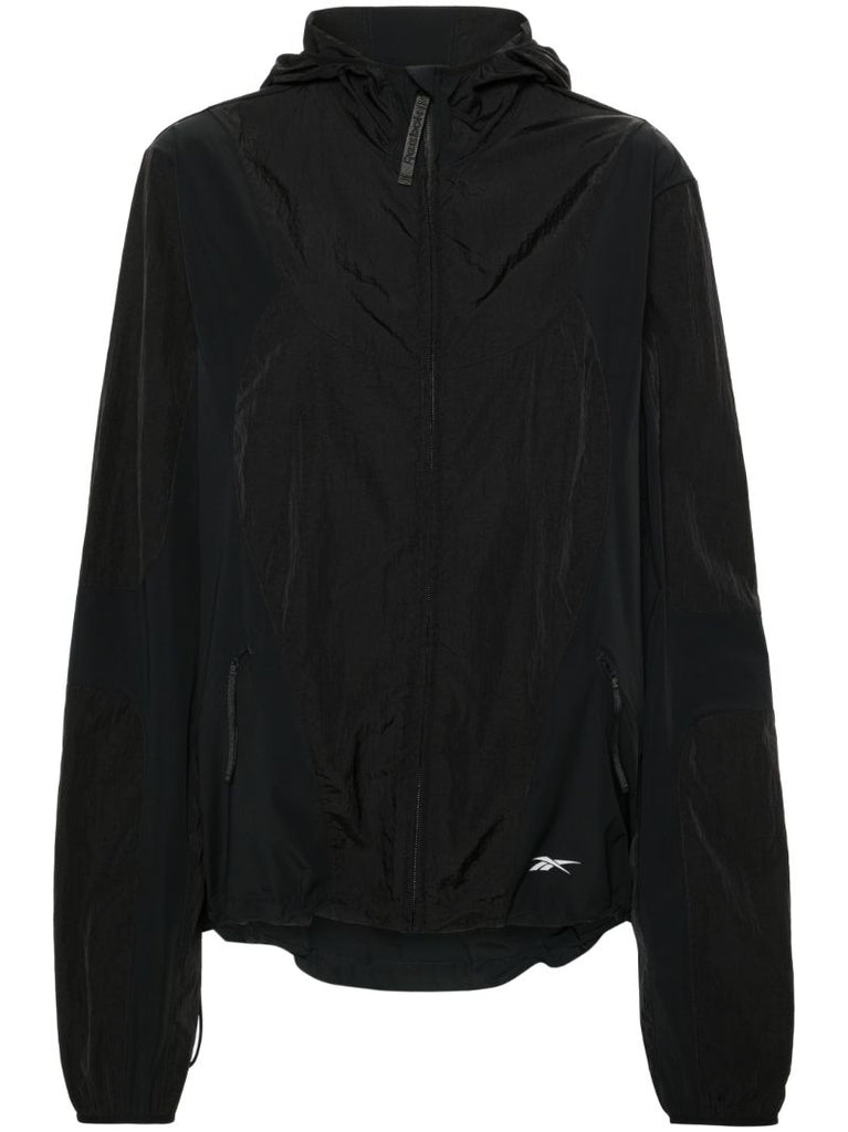 Black Logo-print Hooded Track Jackets