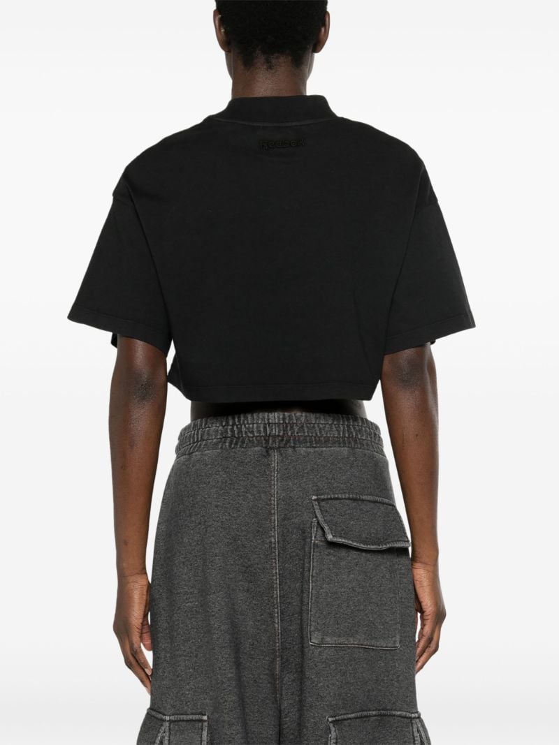 Black Cotton Cropped T-shirt