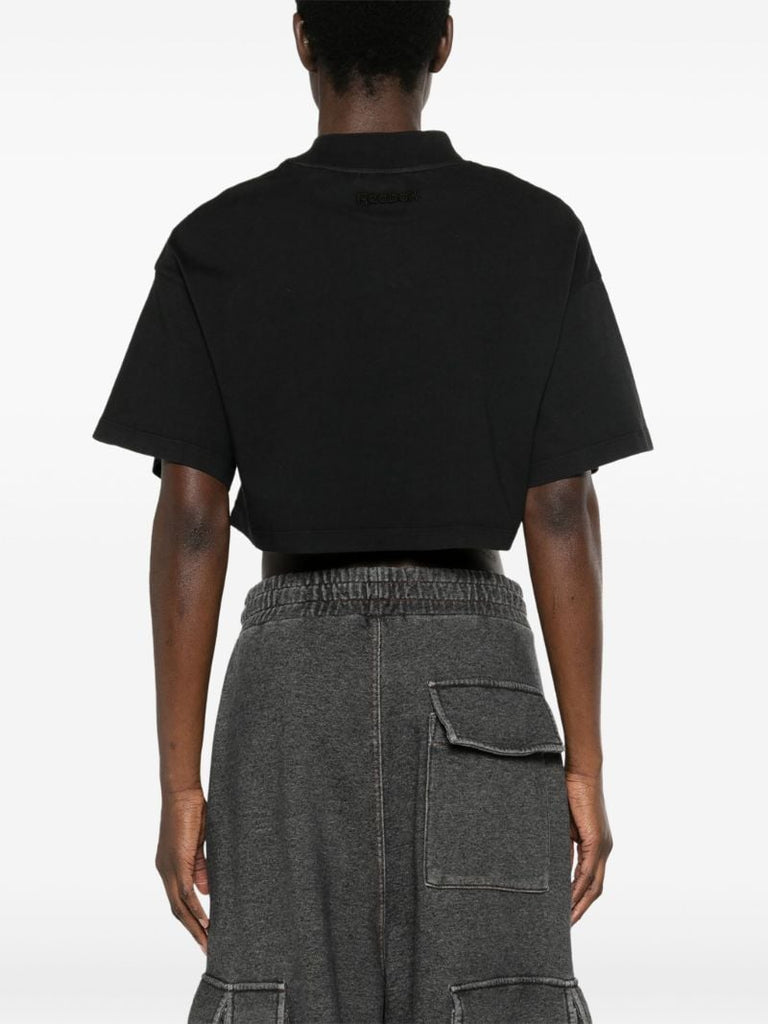 Black Cotton Cropped T-shirt