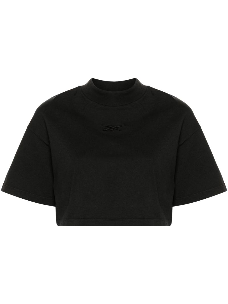 Black Cotton Cropped T-shirt