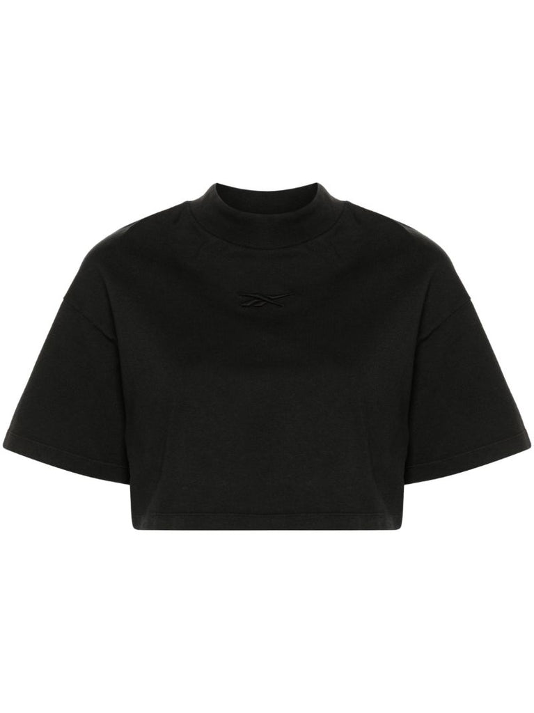 Black Cotton Cropped T-shirt