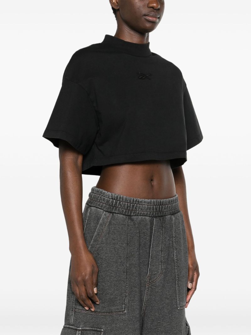 Black Cotton Cropped T-shirt