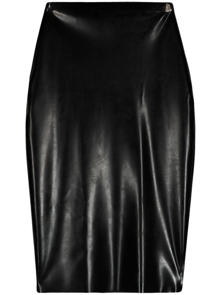 Black Latex Pencil Skirt