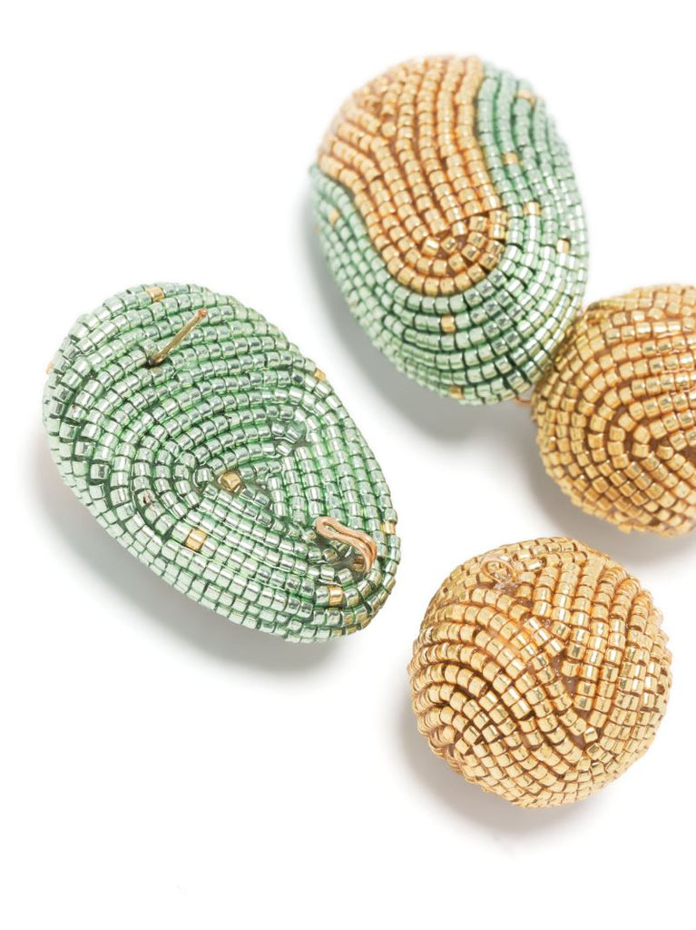 Gold-plated Agua Beaded Drop Earrings
