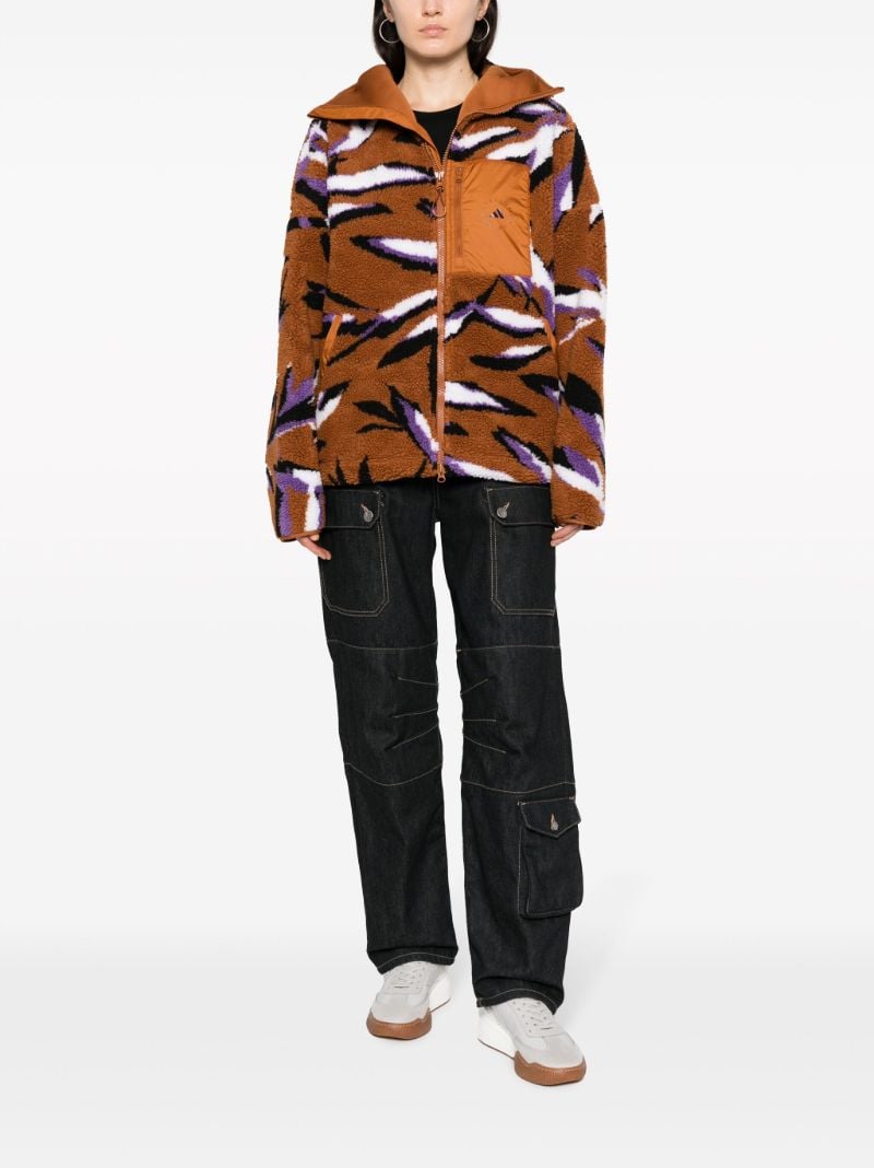 Brown Leaf Jacquard Fleece Jacket