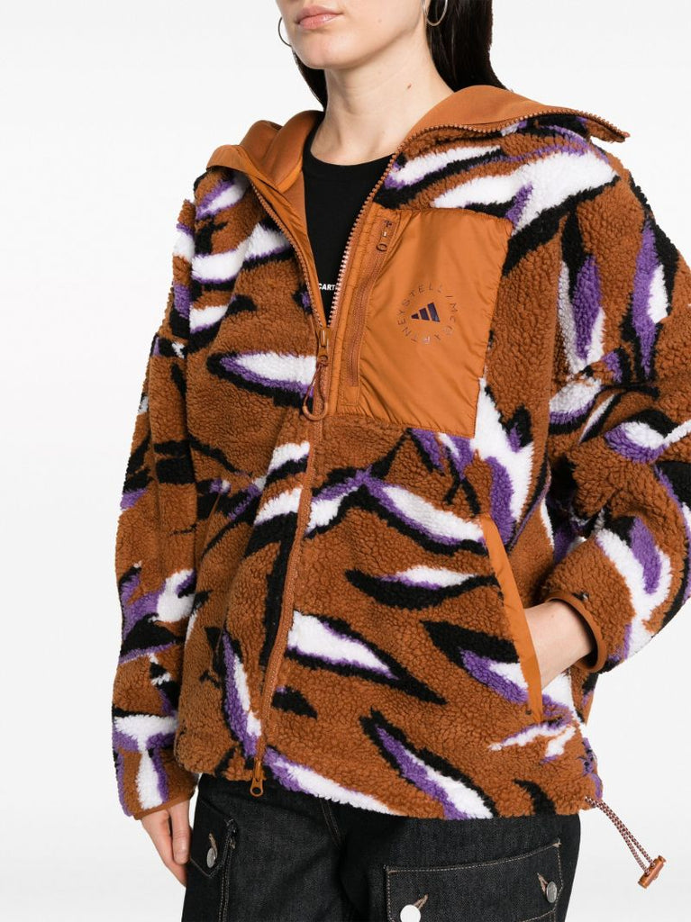 Brown Leaf Jacquard Fleece Jacket