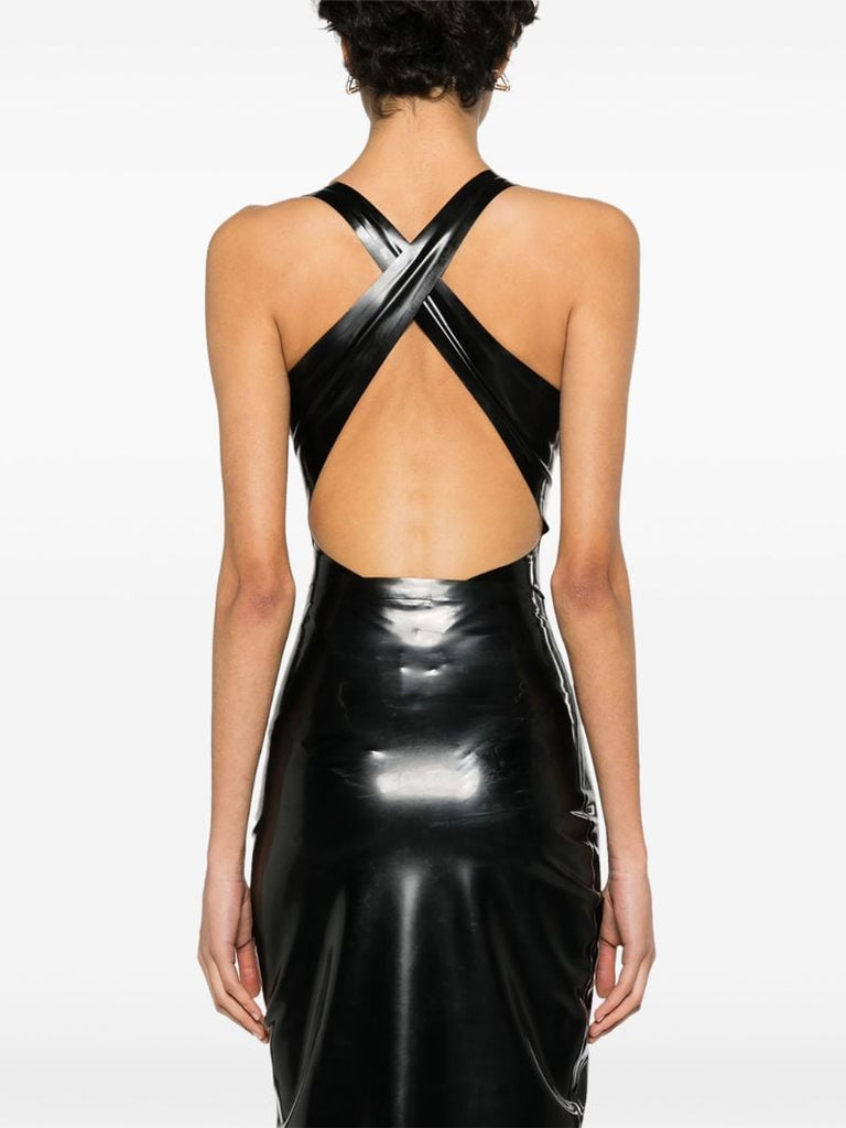 Black High-shine Cross Bodysuit