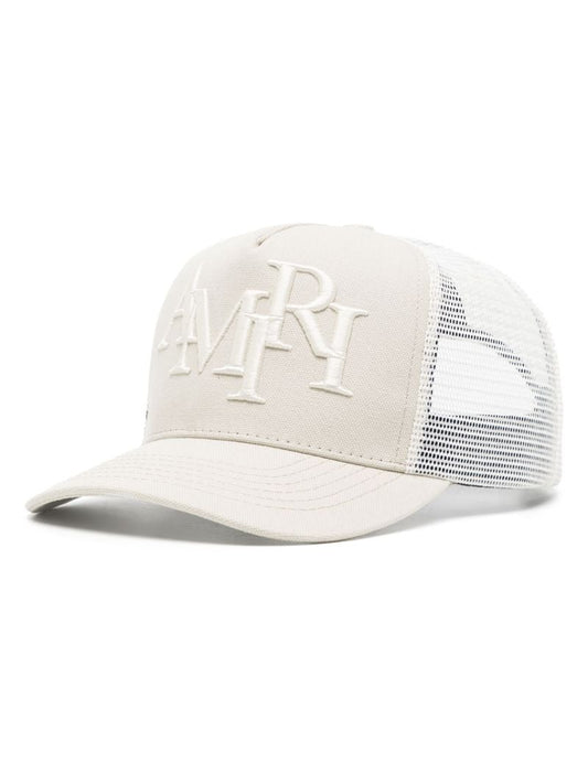 White Logo Embroidered Cotton Cap