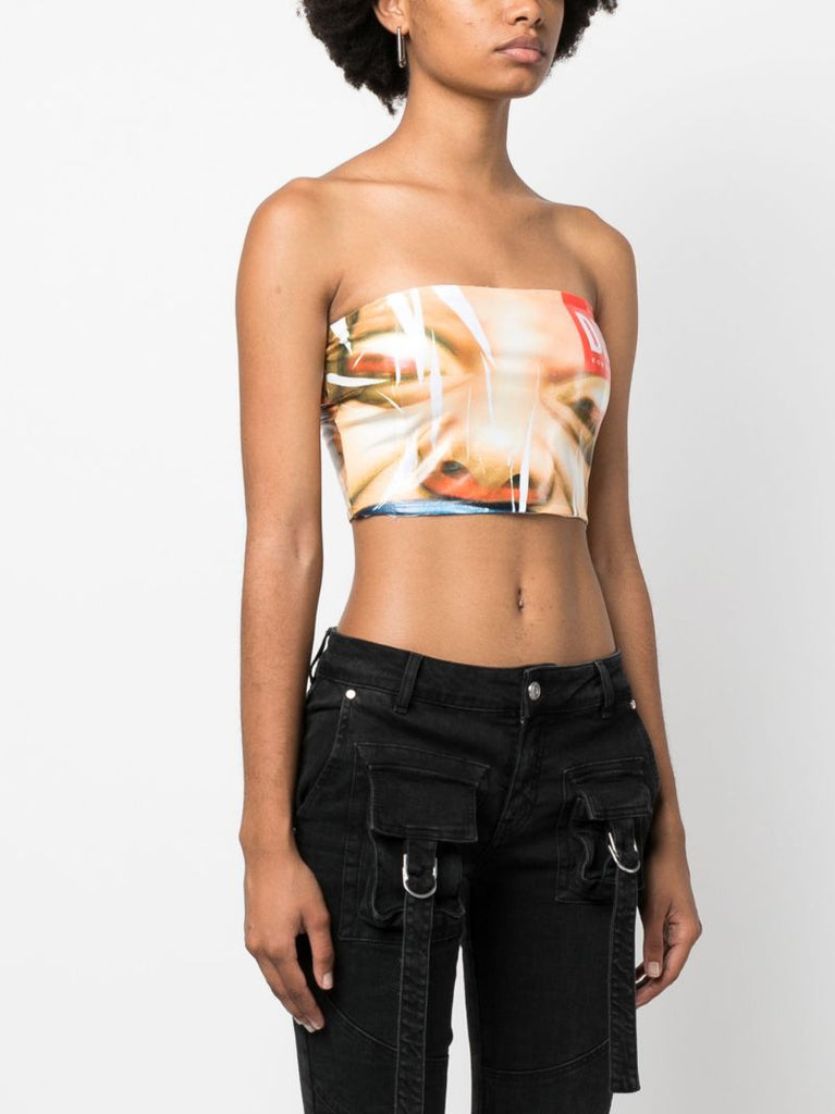 Multicolour Face-print Tube Top