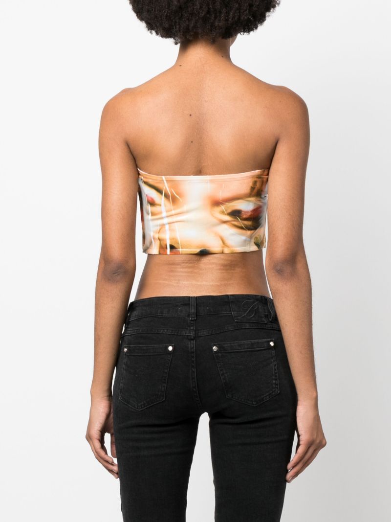 Multicolour Face-print Tube Top