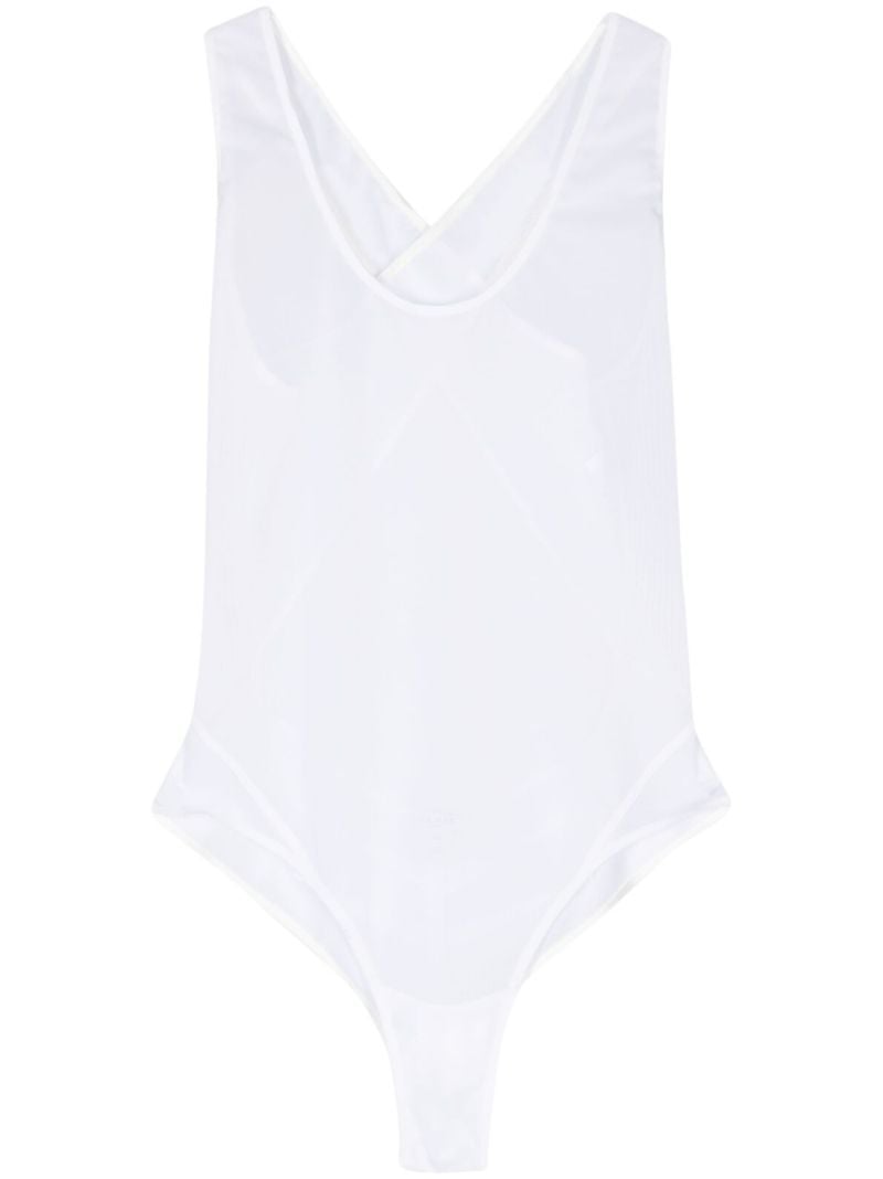 White Stretch-mesh Bodysuit