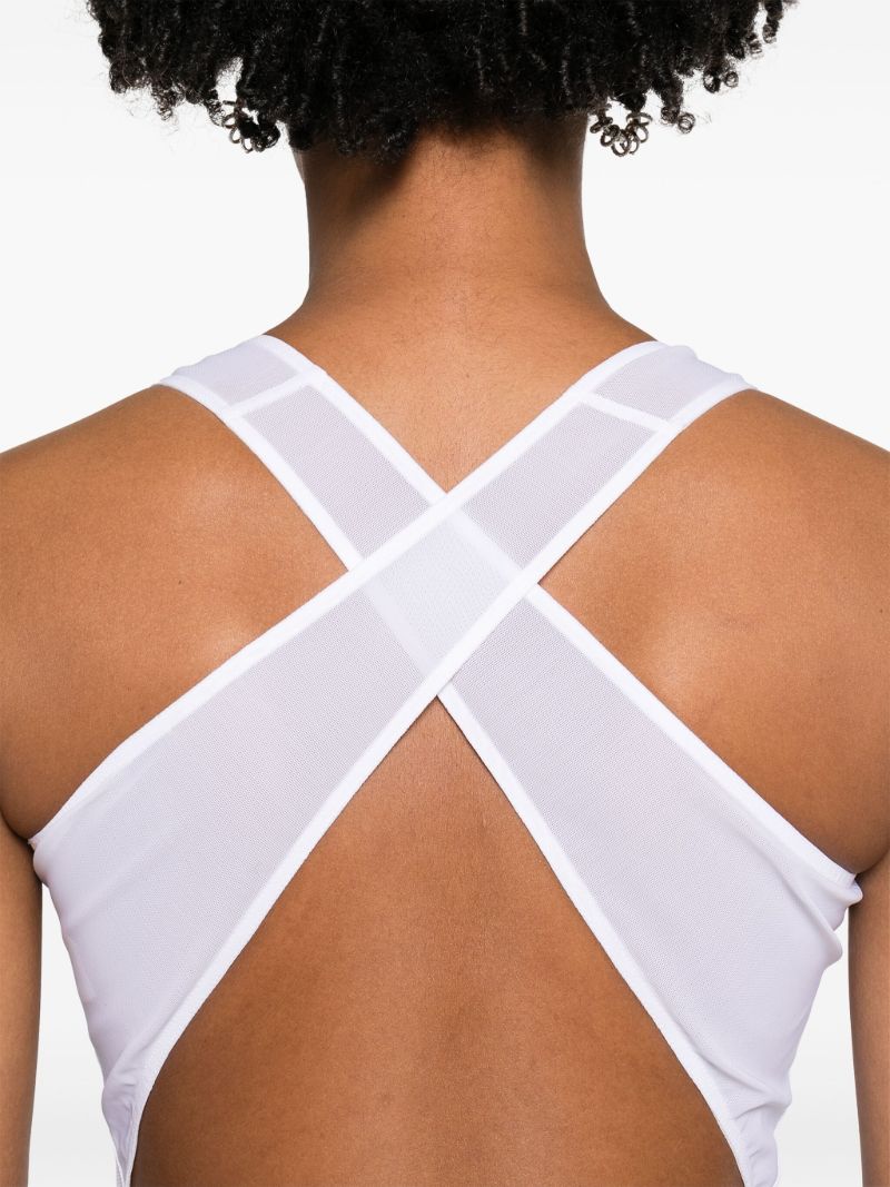 White Stretch-mesh Bodysuit