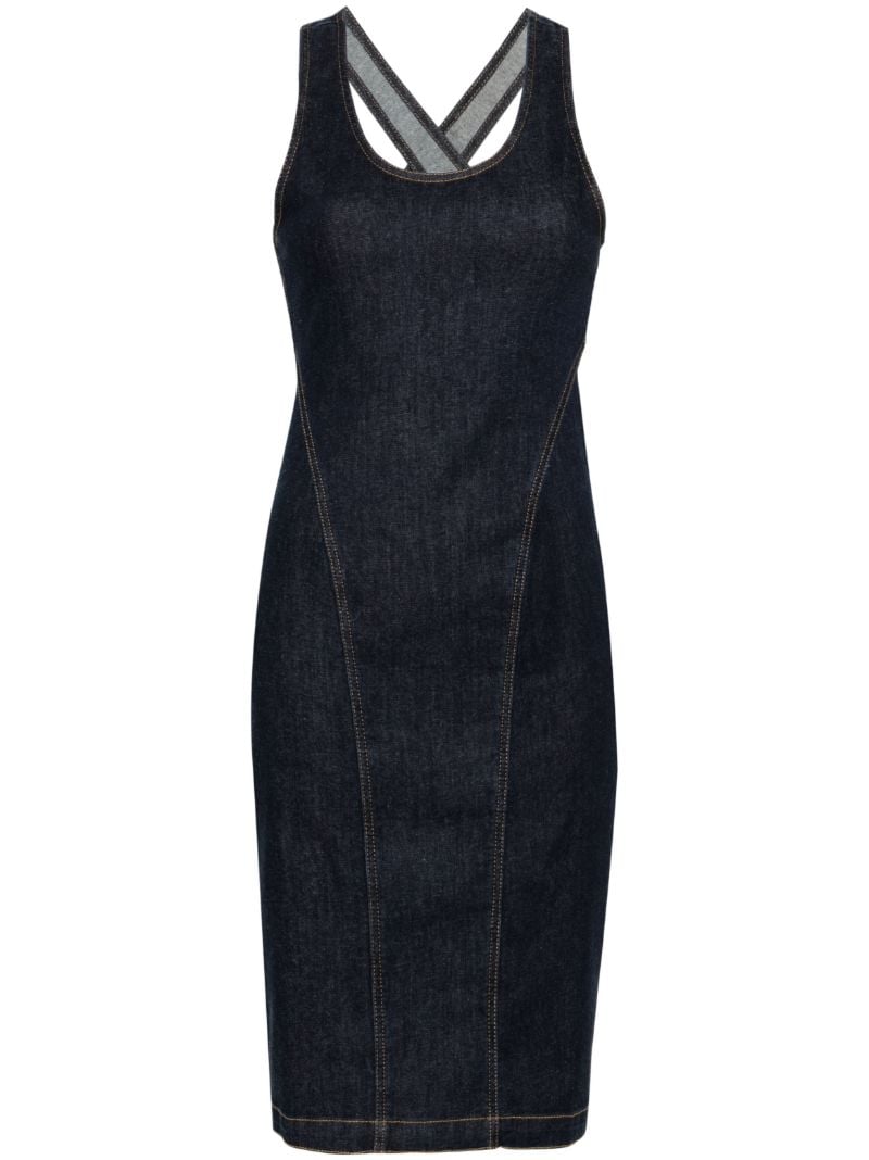 Blue Denim Sleeveless Midi Dress