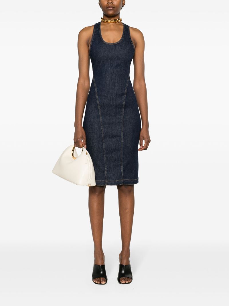 Blue Denim Sleeveless Midi Dress