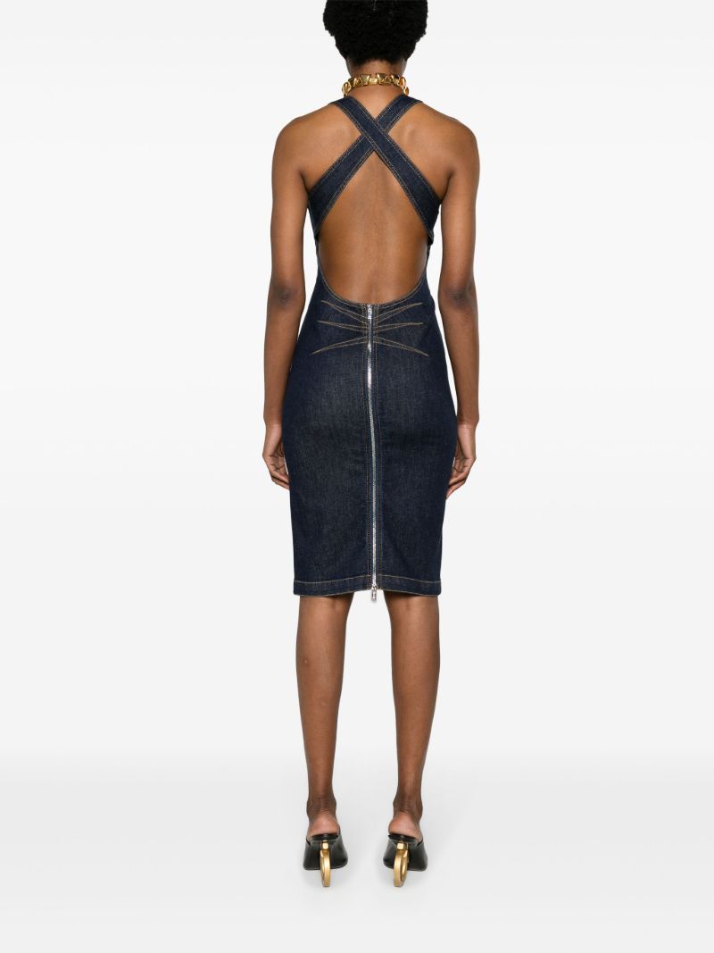 Blue Denim Sleeveless Midi Dress