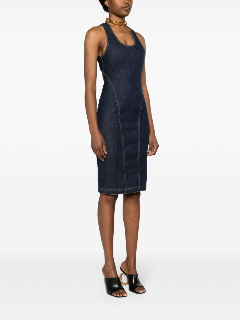 Blue Denim Sleeveless Midi Dress