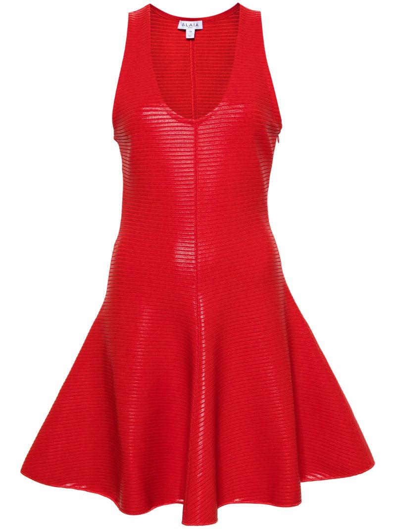 Red Coated Flared Minidress