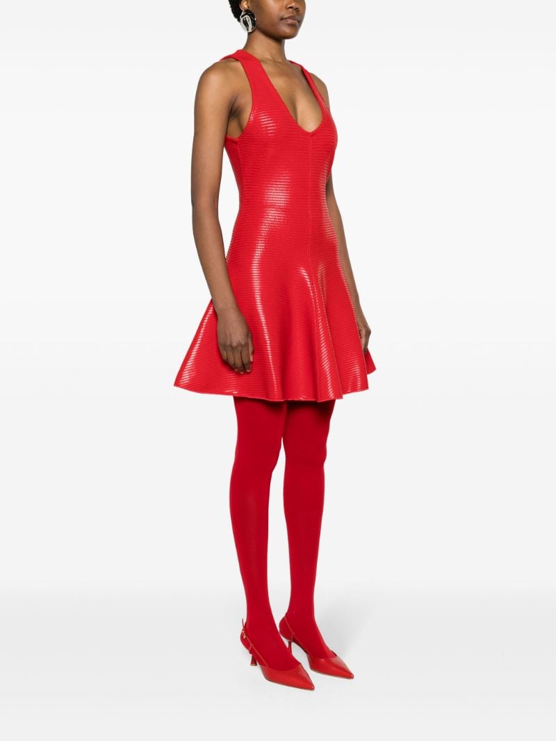 Red Coated Flared Minidress