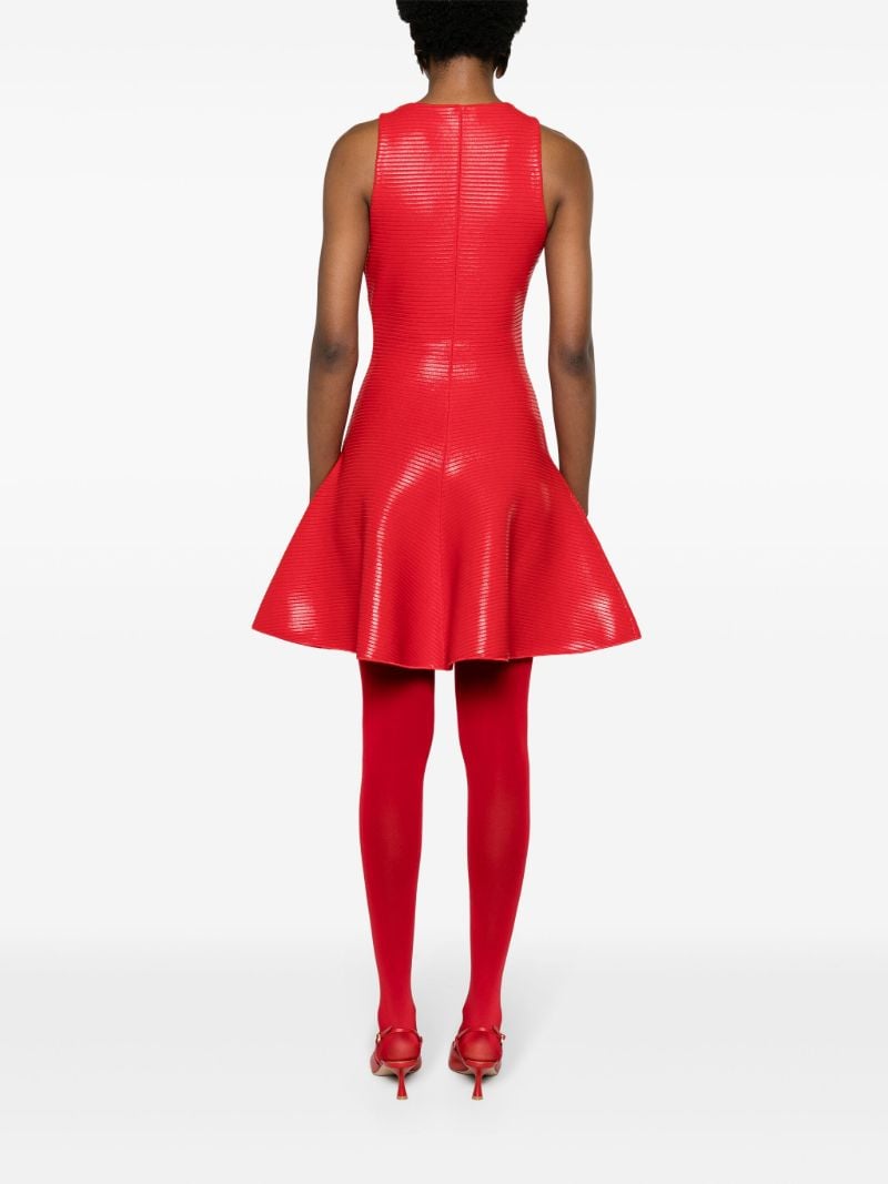 Red Coated Flared Minidress
