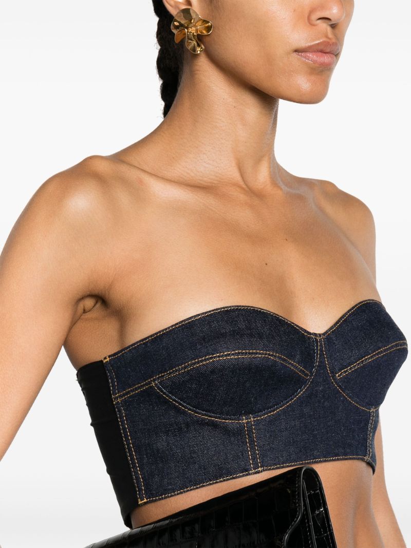 Blue Bustier Denim Crop Top
