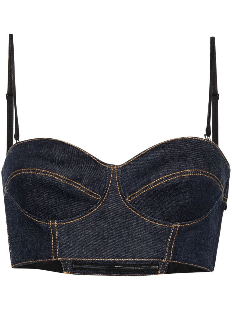 Blue Bustier Denim Crop Top