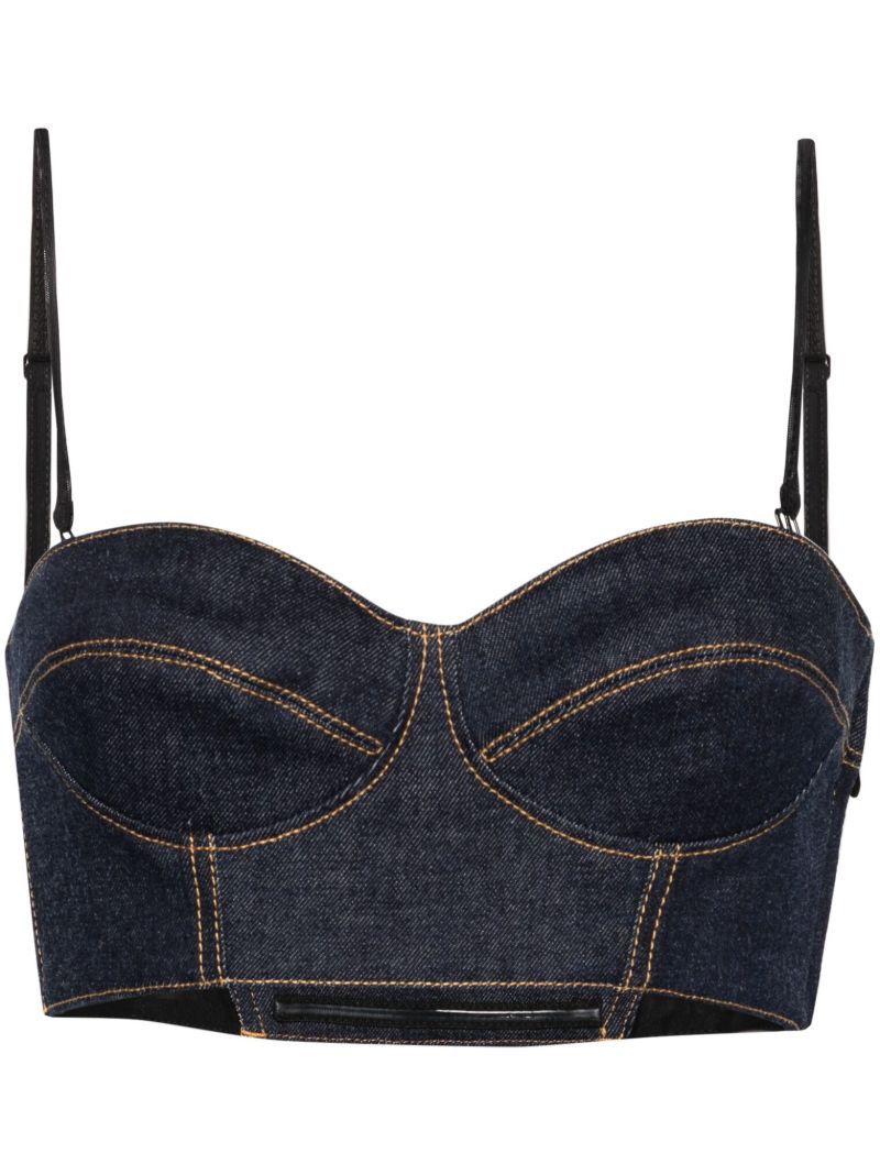 Blue Bustier Denim Crop Top