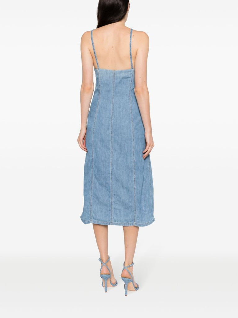 Blue De-dressy Denim Midi Dress