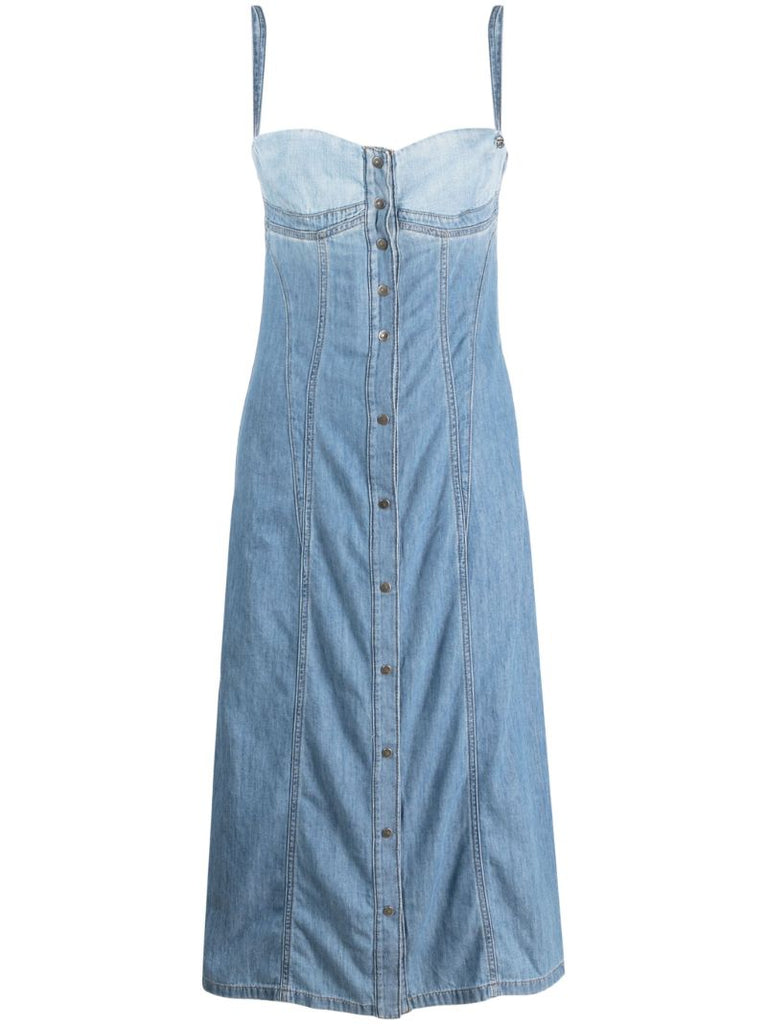 Blue De-dressy Denim Midi Dress