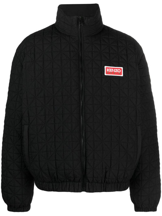 Black Sashiko-stitch Puffer Jacket