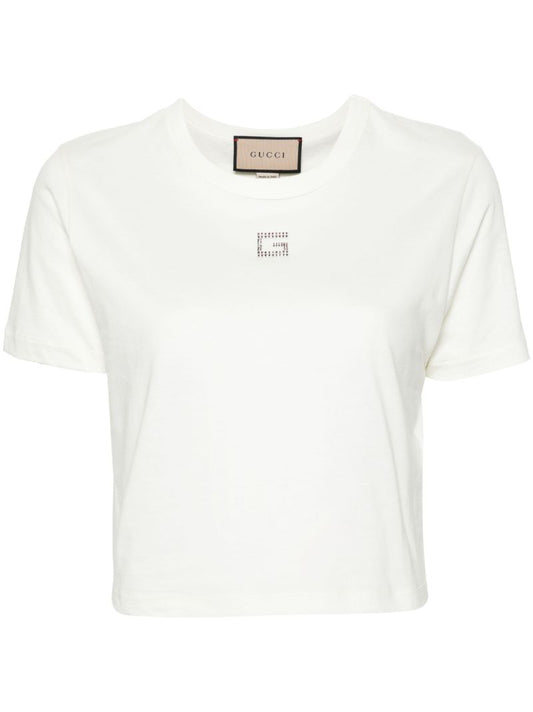 White Square G Rhinestone-embellished T-shirt