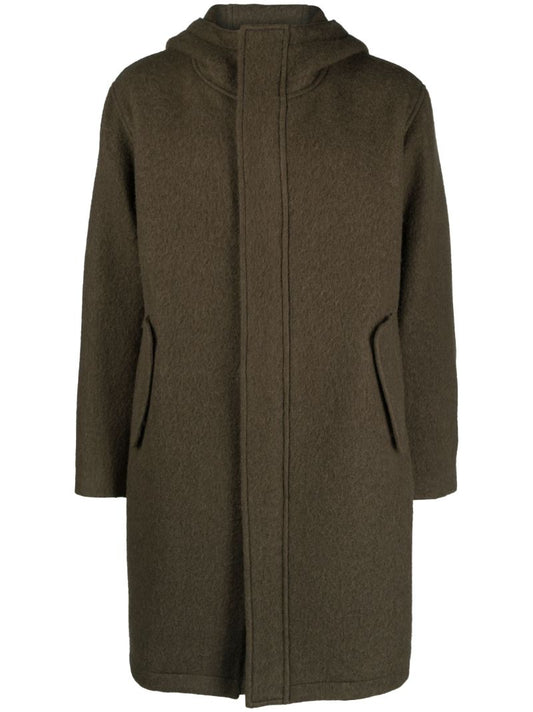 Green Hooded Wool Coat