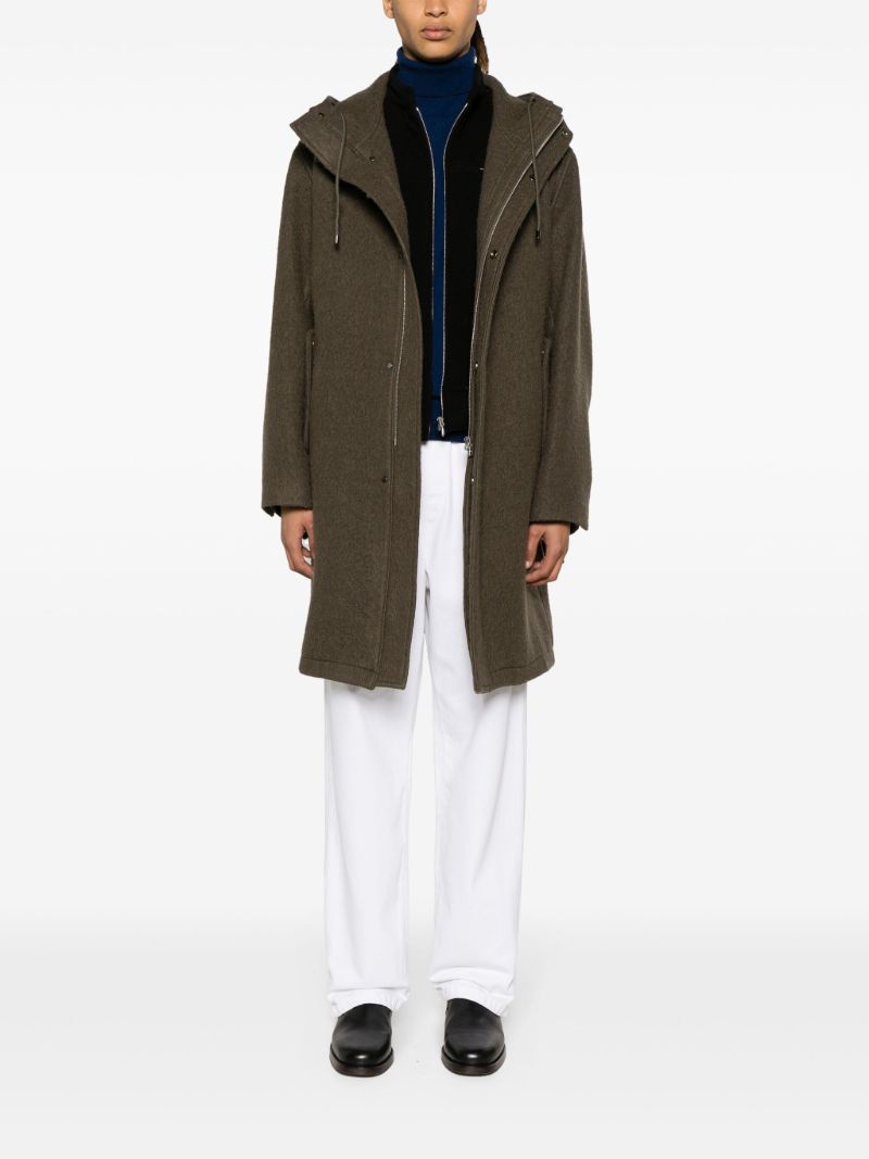 Green Hooded Wool Coat