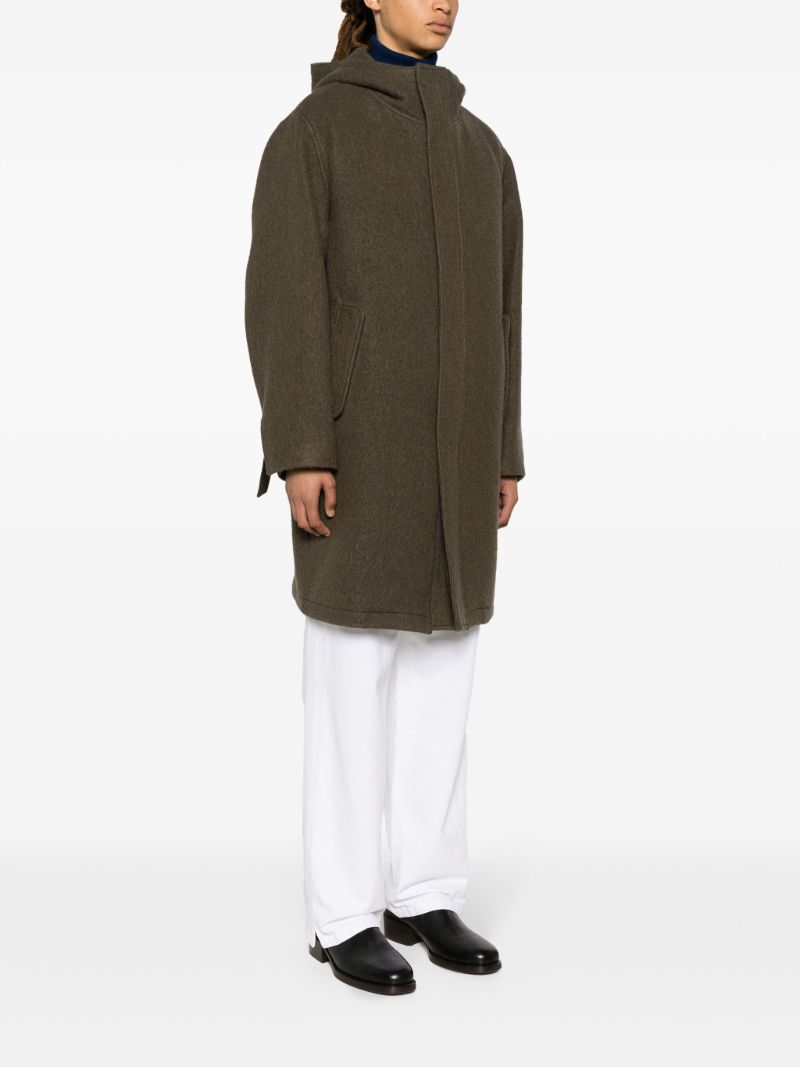 Green Hooded Wool Coat