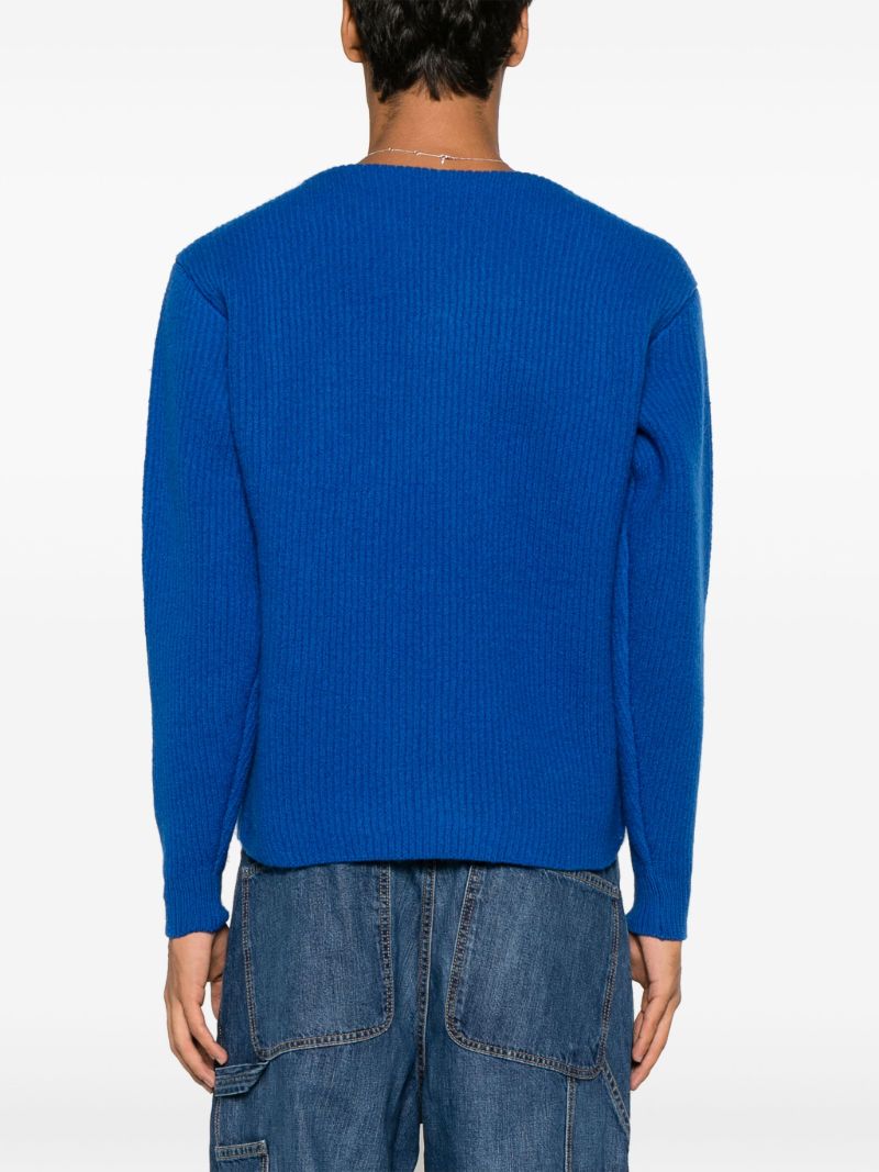 Blue Milled Ribbed Wool Sweater